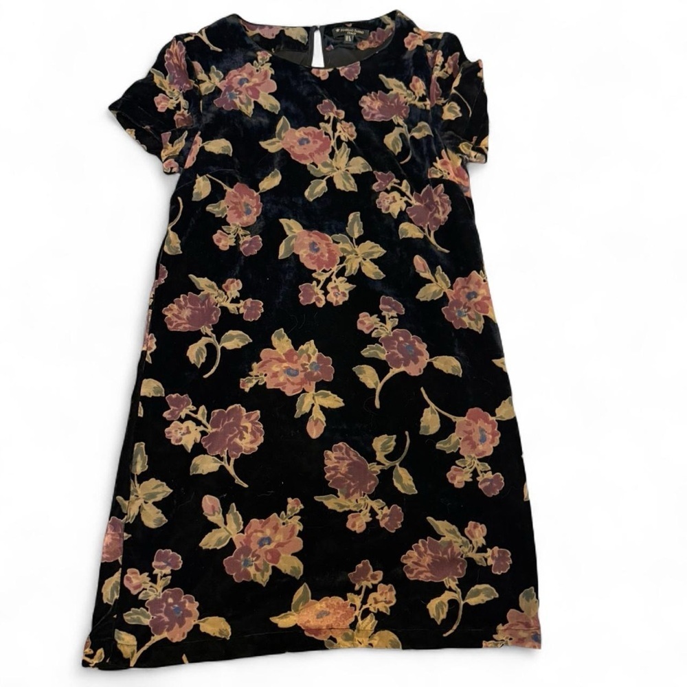 Italian Velvet Floral Printed Fall Dress - Picture 4 of 6